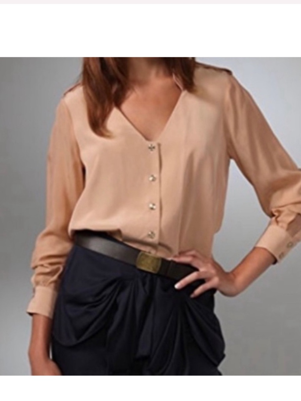 TIBI Sz 6 Blush Silk Military Blouse Bodysuit Orig $248 Excellent Condition